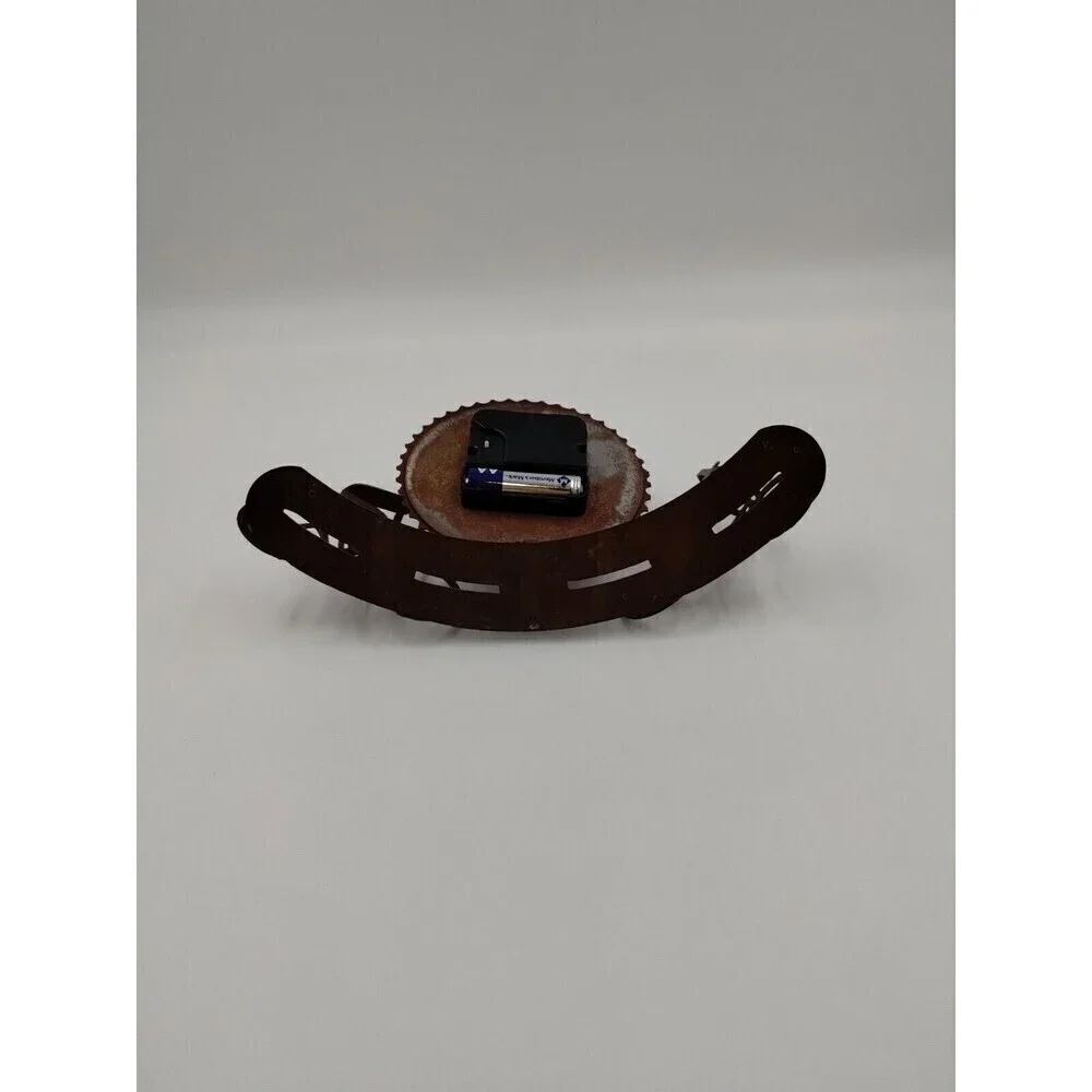 Desk, Mantle, Shelf Gear Gears Clock with Cyclists Bicycles Rust Look Steampunk